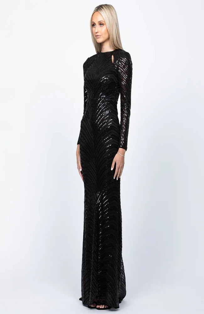 bariano long sleeve dress Kinsey Long Sleeve Gown – Goldilocks Boutique + Ciss & Cola